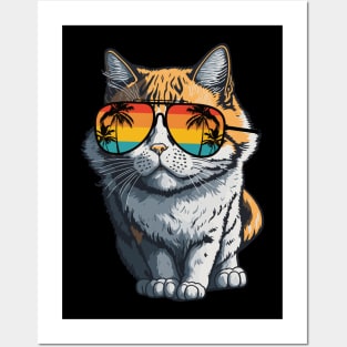 Cool Feline in Shades: Whiskered Purrfection for Cat Miaw Lovers Posters and Art